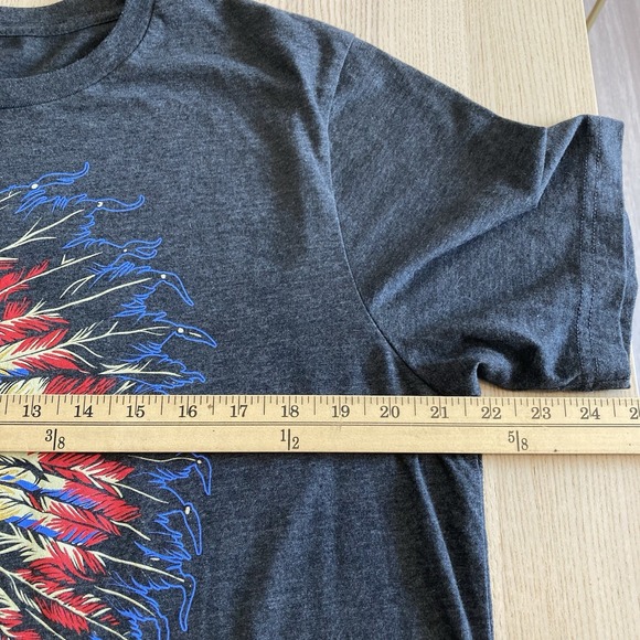 Zero Foxtrot USA Mens XL Graphic Grey Crew Neck Tee Indian Skull Warchief - Picture 7 of 8
